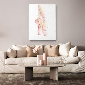 Image of ballet shoe canvas print hanging on a wall