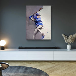 Image of a baseball sports canvas print hanging on the wall