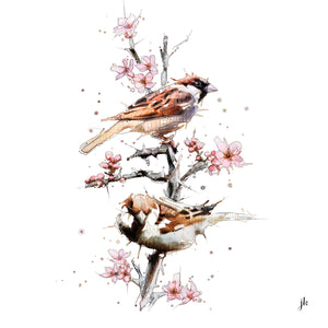 Spring Sparrows Canvas Print